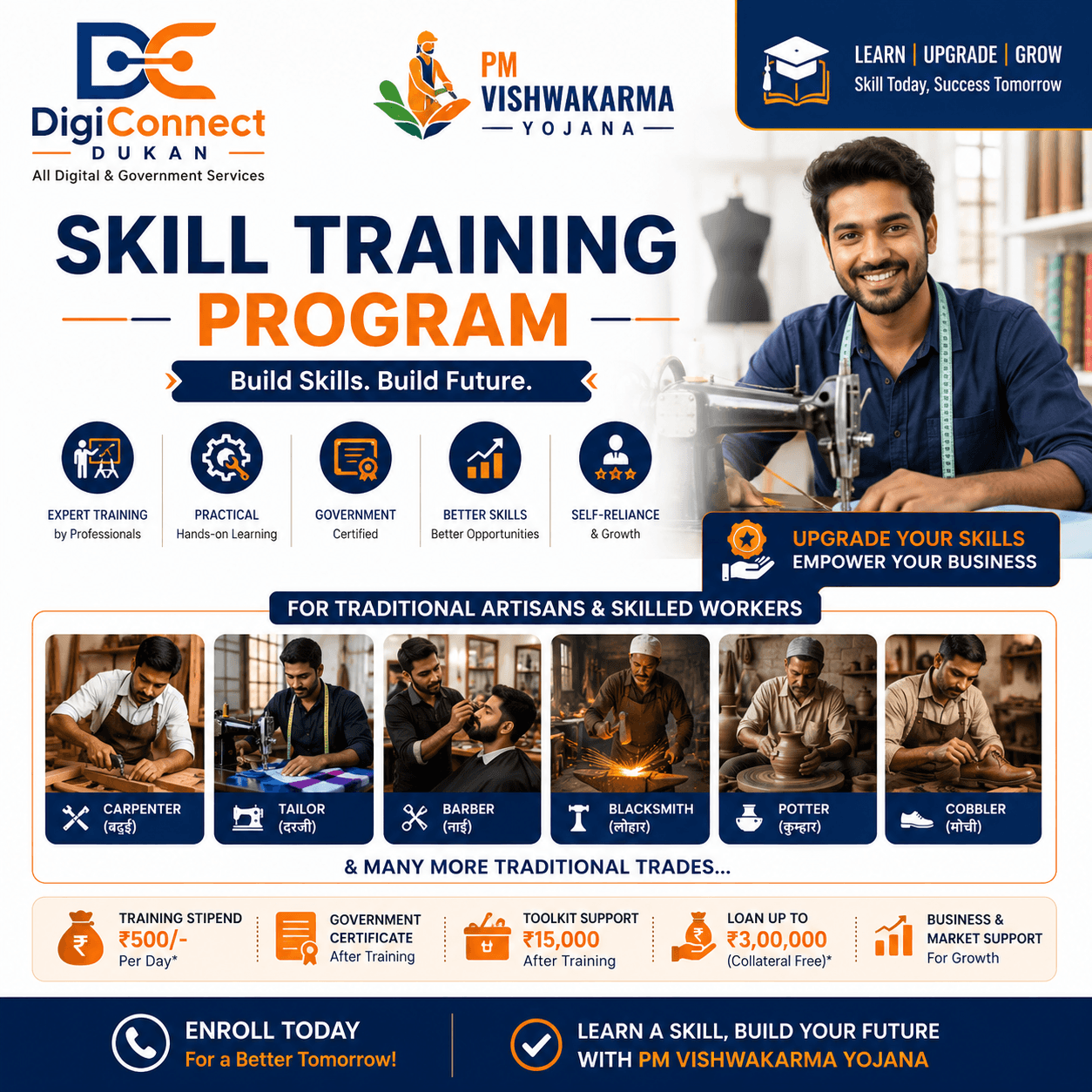 PM Vishwakarma Yojana skill training program poster